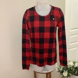 Lucky Brand fleece check top Medium 34/35 bust